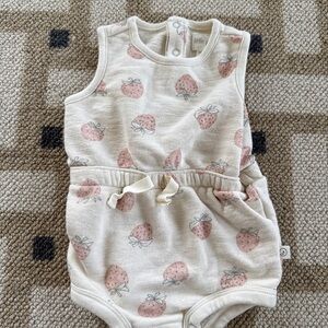 Cream Strawberry Print Baby Romper